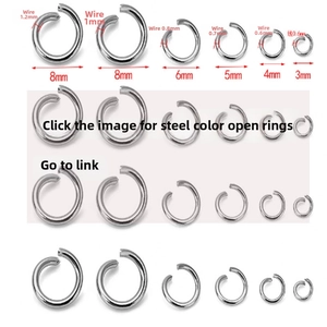 Detailed chart of stainless steel jump rings showing various wire gauges and diameters