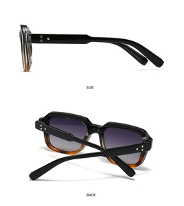 Side and back view of retro round sunglasses with tortoise shell frames and gradient lenses