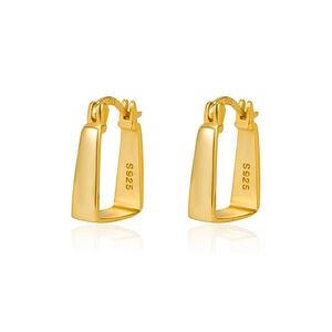 Elegant gold-plated S925 sterling silver U-shaped earrings with a polished finish