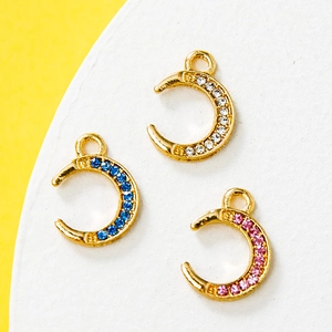 Crescent Moon Charms Alloy Rhinestone Shimmering Pendants DIY Jewelry Accessories For Bracelet Necklace Anklet Making Women