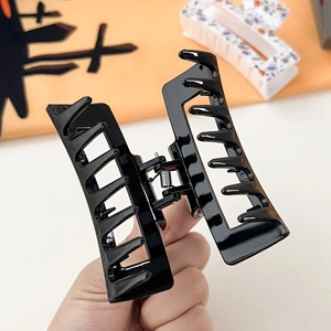 Black rectangular spider web hair claw clip with spider pattern for Halloween party