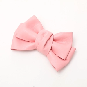 Soft pink faux leather ruffled bow accessory for DIY phone cases and hair ornaments
