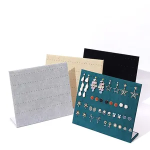 L-shaped velvet jewelry display board stand for earrings and studs in multiple colors