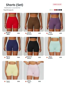 Détail de la texture tricotée des shorts de yoga sans couture en huit couleurs vives