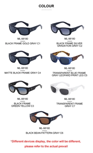 Selection of square frame sunglasses in various colors including black and tortoiseshell