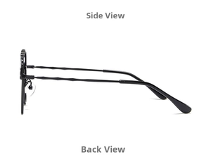 Side view of cute bear-themed polarized kids sunglasses with unique wavy metal temples