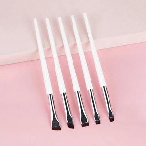 5-piece precision eye makeup brush set with fine angled blades for liner and brow