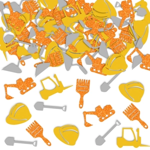 Construction Vehicle Party Confetti Excavator Forklift Hard Hat Shovel Pattern Table Scatter Glitter Paper For Kids Birthday Decor