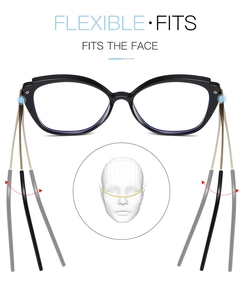 Flexible TR90 metal temple butterfly glasses showing high elasticity and face fit