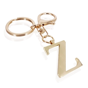 Polished gold stainless steel letter Z keychain with lobster clasp and ring detail