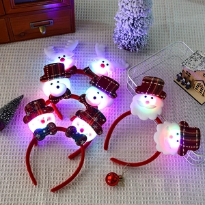 Set of 6 glowing Christmas headbands featuring Santa and Snowman for festive parties