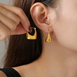 Fashionable 18K gold plated teardrop earrings for women in a minimalist polished design