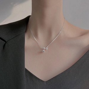 Rose Flower Necklace 925 Sterling Silver Inlaid Cubic Zirconia Elegant Floral Leaf Clavicle Chain For Women Gift