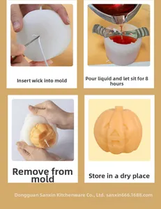 Guida passo-passo con stampo in silicone a zucca per candele fai-da-te di Halloween