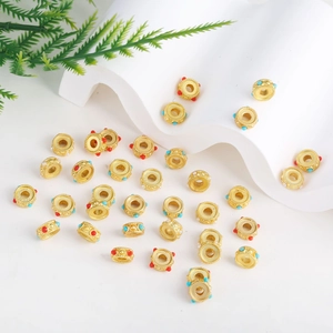 Ancient gold style enamel spacers with colorful stones for DIY jewelry making