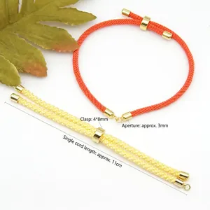 3mm Milanese nylon cord bracelet with 18k gold plated adjustable slide clasp and connectors