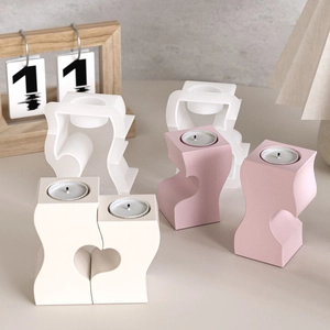Stampi per portacandele a forma di S per gesso con design a incastro a cuore artistico