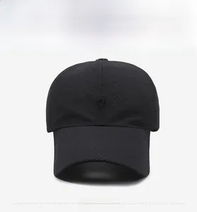 Detailed front view of black perforated mesh baseball cap with 3D number 7 embroidery