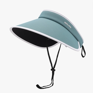 Women's UV protection visor hat in teal with wide brim and adjustable wind rope