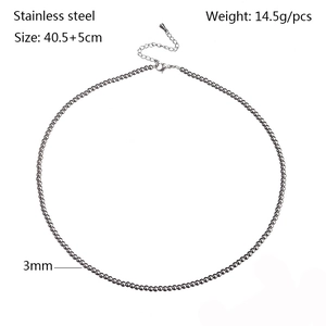 Collana classica da donna con perline da 3mm in acciaio inossidabile finitura argento