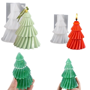 Weihnachtsbaum Silikonform Für DIY Duftkerzen Harzguss Origami Geometrisch Gestreift Feiertag Hausdeko