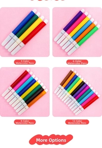 Detail view of mini watercolor pen sets in 4, 6, 8, and 12 colors for drawing and coloring