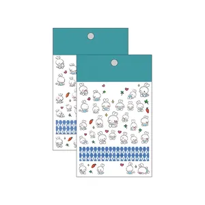 Japanese style matte thin nail art stickers featuring cute white bunny patterns TS-1718
