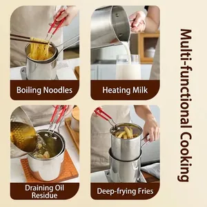 304 stainless steel mini deep fryer pot set with strainer for tempura and fries