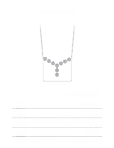 Technical drawing of S925 silver flower necklace with 40+5cm length and 30mm pendant width