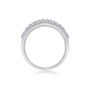 Classic S925 sterling silver moissanite eternity ring with pavé set sparkling gemstones
