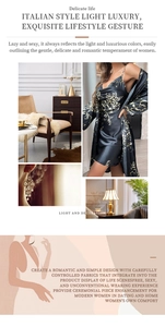 Detail of elegant black floral satin robe set showing smooth fabric and premium pattern