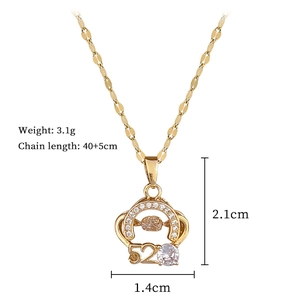 Detailed specs of gold crown 520 necklace with size and weight annotations