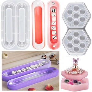 Silicone Mold For DIY Epoxy Resin Dice Storage Box Hexagon Rectangle Organizer Handmade Craft Tool