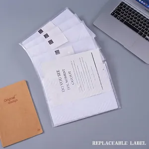 Clear A4 file folder with replaceable labels made of durable waterproof PP plastic