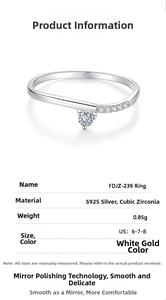 Detailed specs of wave S925 sterling silver ring with cubic zirconia and S925 engraving
