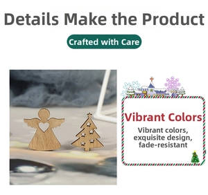 Macro detail of hollow wooden Christmas tree and angel ornaments showing natural wood grain