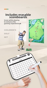 Set de golf infantil con tapete de puntuación de pared y tablero de borrado seco