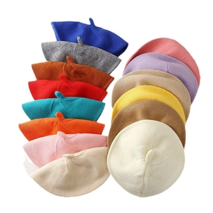 Toddler flower knit beret available in 13 colors for autumn and winter outfits