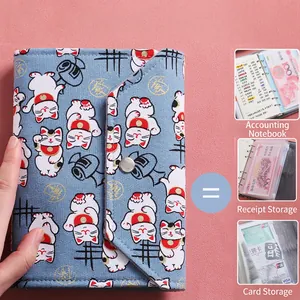 Japanese style children's budget binder with lucky cat design and multifunctional pockets