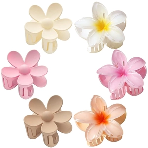 Lot de 6 pinces à cheveux en forme de fleur de frangipanier mates et dégradées