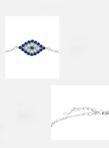 Macro de bracelet en argent sterling 925 avec zircons bleus et transparents
