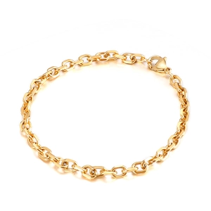 Classic 18k gold plated stainless steel O-link chain bracelet with lobster clasp