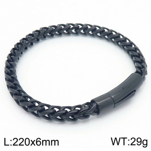 Pulsera de hombre en acero de titanio negro con cadena de trigo y cierre magnético