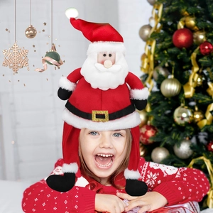 Santa Claus Hat 3D Plush Legs Design Christmas Party Costume Novelty Holiday Accessory For Adult Kids