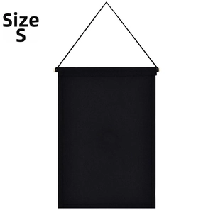 Size S black canvas banner for enamel pin display with wooden rod and hanging rope