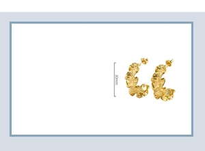 Detailed specs of 18K gold plated stainless steel irregular fold hoop earrings
