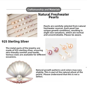 Detail of natural freshwater pearl studs in multi-color and S925 sterling silver base