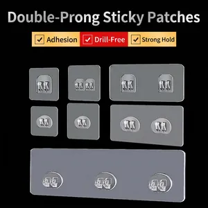 Punch Free Self Adhesive Hooks Strong Wall Mounting Patch For Storage Racks Transparent Acrylic Metal Waterproof Household Organization