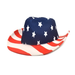 Chapeau Cowboy Occidental Drapeau Américain USA Étoiles Et Rayures Large Bord Feutre Patriotique Fête Unisexe Style Chevalier