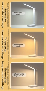 Three-level color temperature comparison of foldable white LED desk lamp with touch control